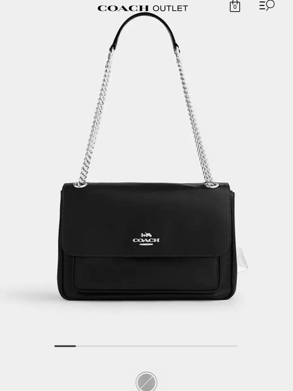 Coach Elodie Black Leather Shoulder& Crossbody Bag with Silver Chain - Picture 2 of 8